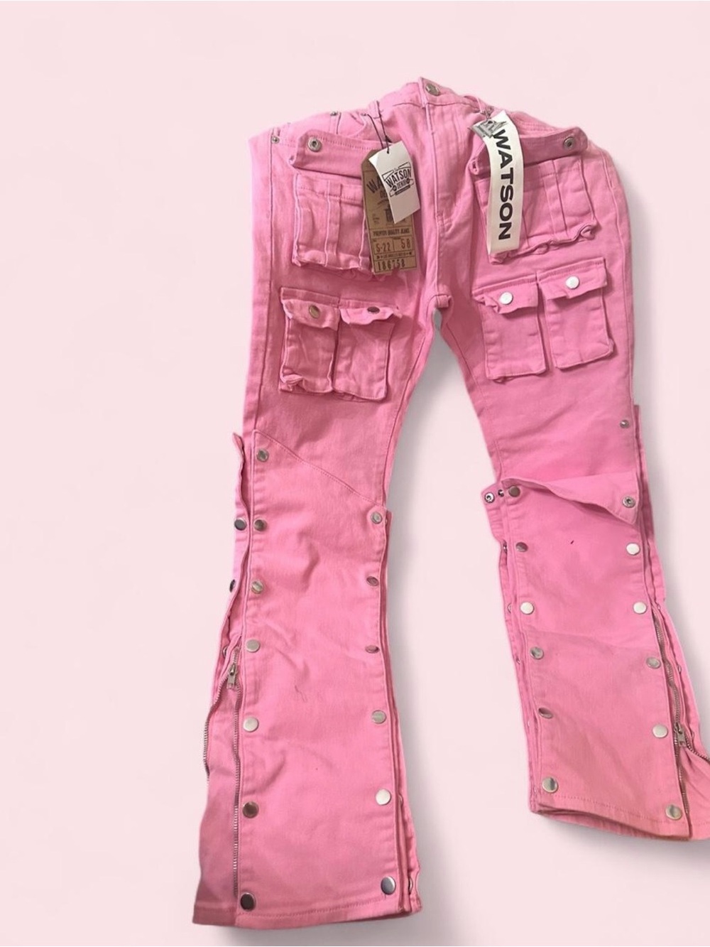 Watson unisex Pink Cargo Snap-Front Jeans